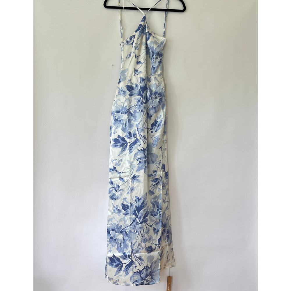Reformation Myla Silk Maxi Dress Floral Meringue Blue White Size 8 NWT - Picture 10 of 12